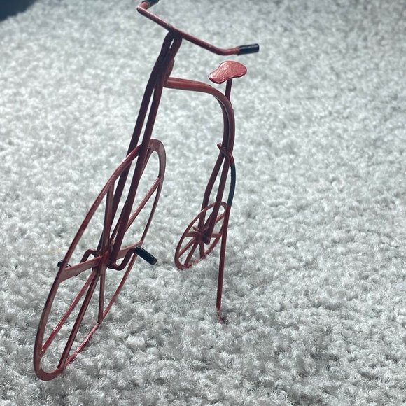 Big Small Wheel Red Metal Bicycle Miniature Collectible Doll House Mini Vintage - Picture 13 of 16